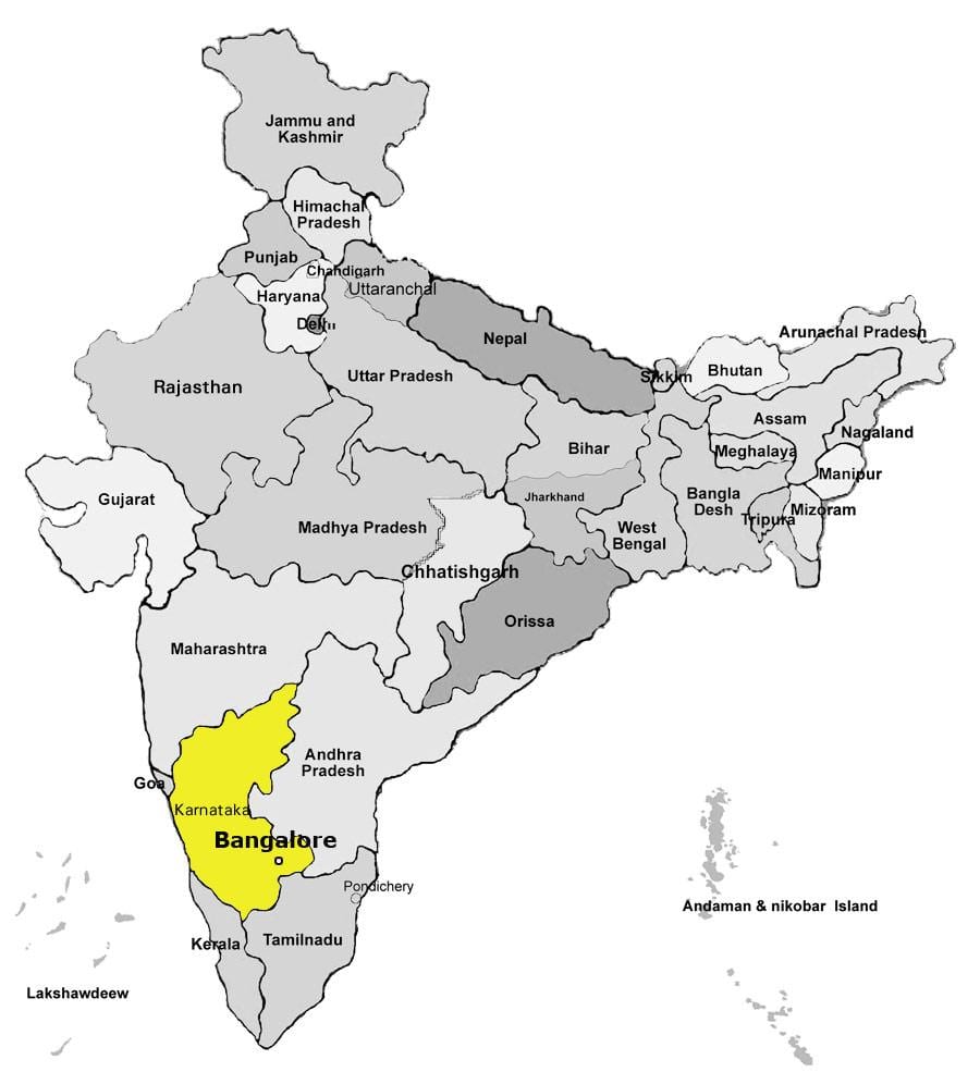 žemėlapis Bangalore, indija