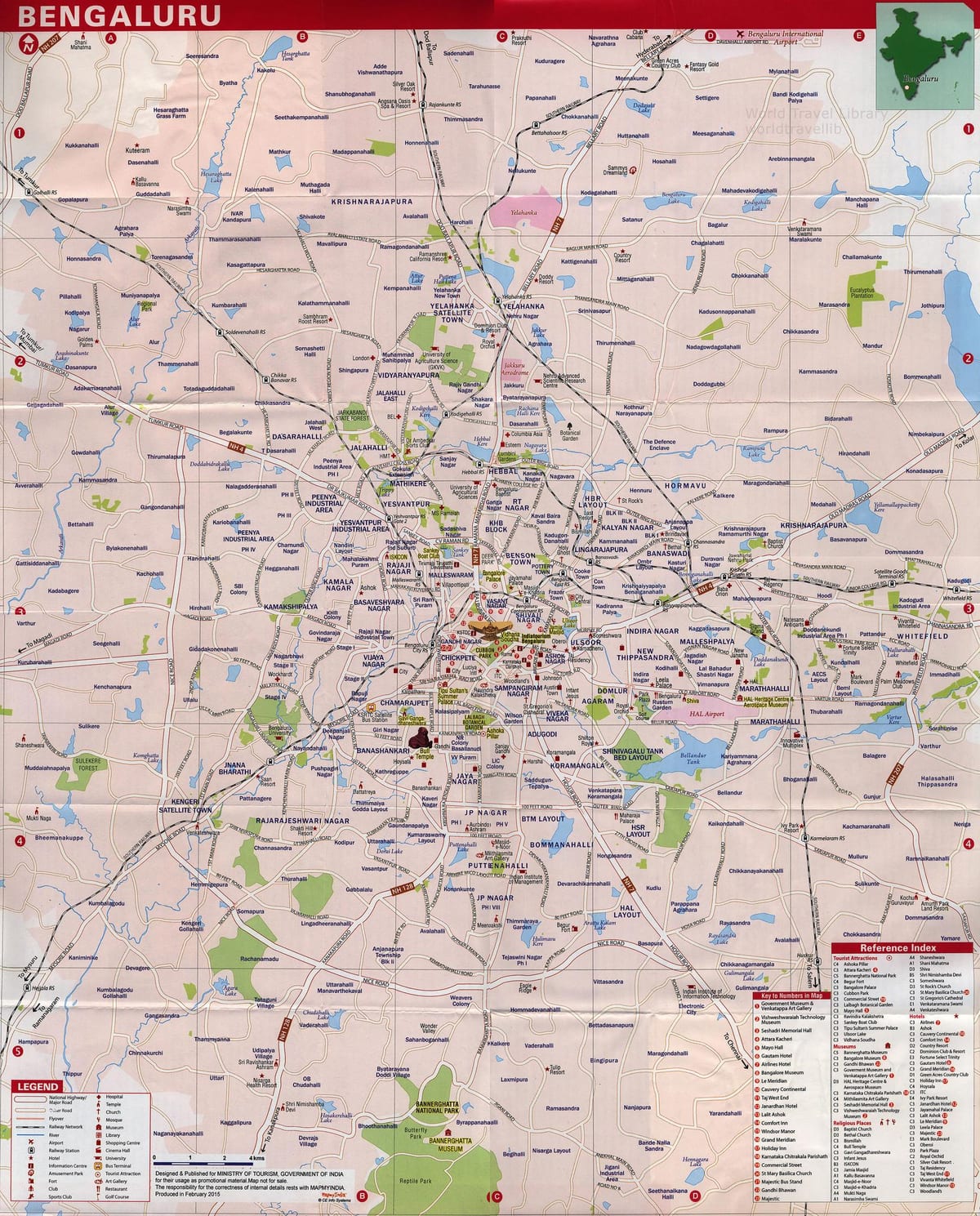Bangalore lankytinų vietų žemėlapis