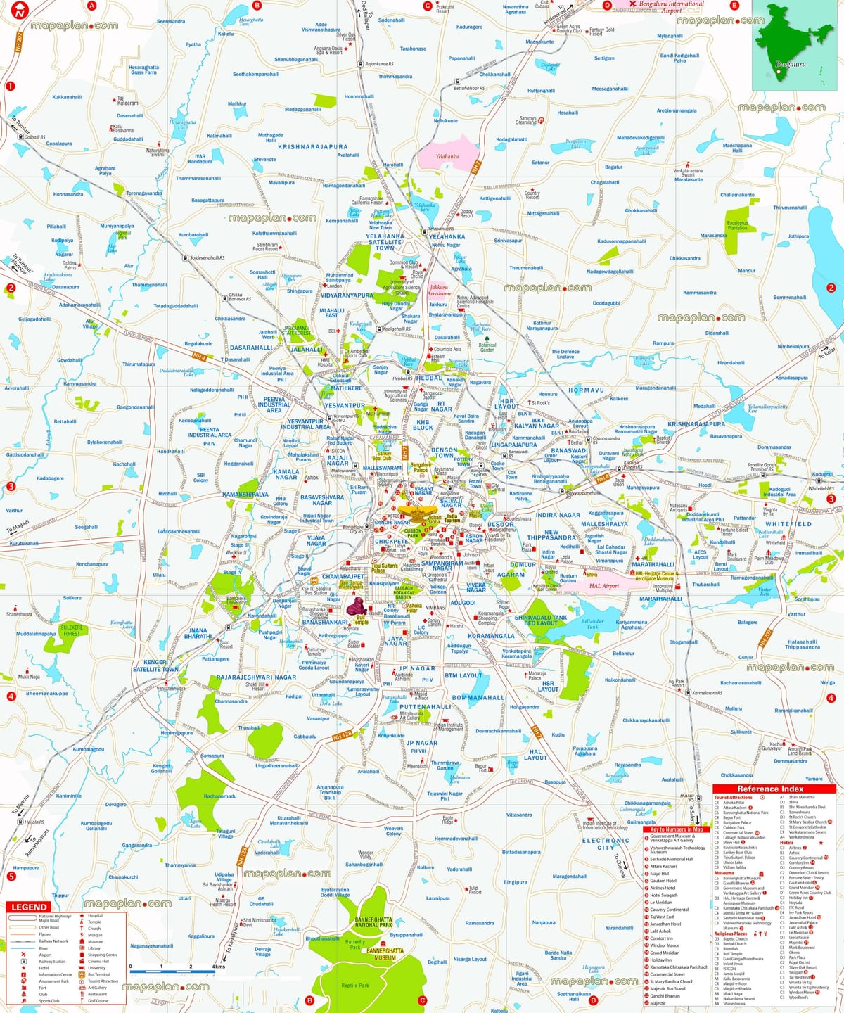 Bangalore lankytinų vietų žemėlapis