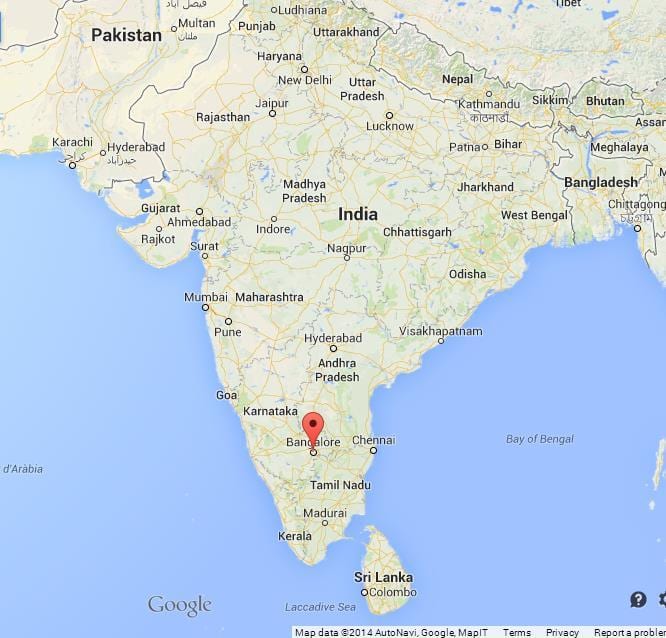 Banglore į žemėlapį indija