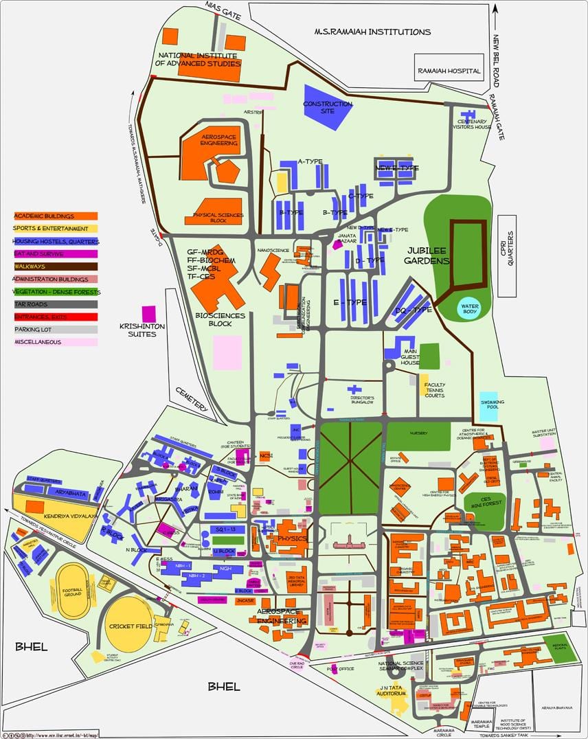 žemėlapis IISC Bangalore