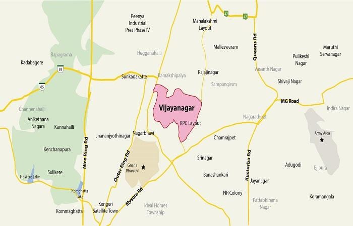 žemėlapis Vijayanagar Bangalore