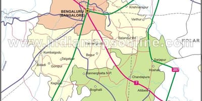 Žemėlapis Bangalore šiaurės