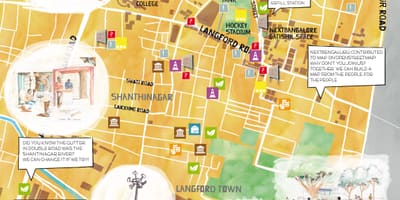 Prekybos gatvės Bangalore pirkinių žemėlapyje